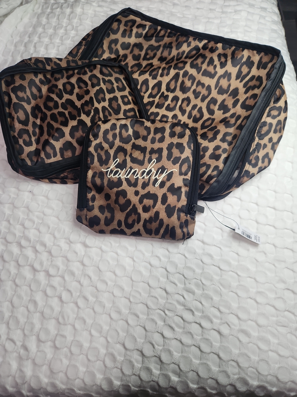 Chicos Cheetah Print Travel Pouch Set - Brown Leopard Laundry Bag